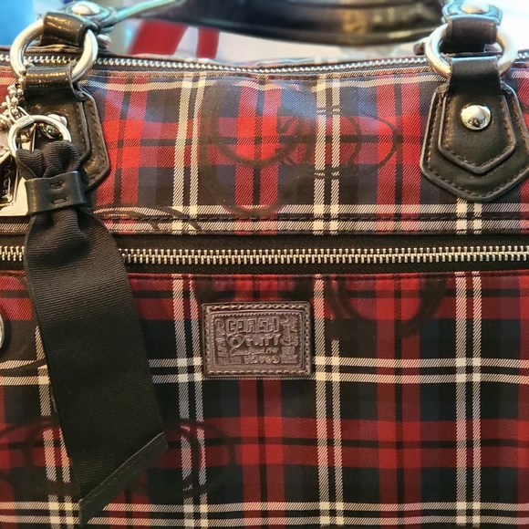 SOLD:  Coach Poppy Signature Collection Plaid Glam Tote Bag - GET IT NOW FOR $92 - Picture 5 of 17